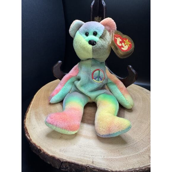TY Peace The Bear Beanie Babies 1996 Collectible With Tag Errors: RETIRED & RARE - Picture 2 of 16